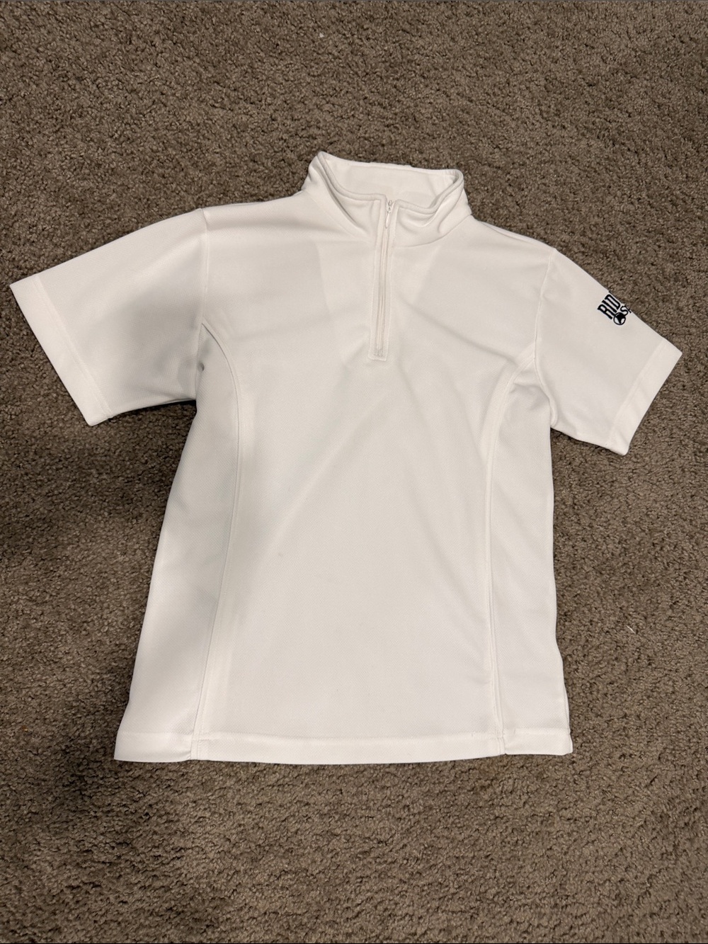 White Short-Sleeve Quarter Zip Equestrian Top